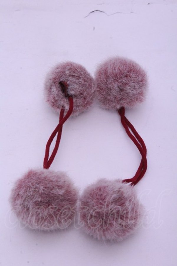 画像2: PINK HOUSE / ファーポンポンヘアゴム  アカ系 O-26-01-20-1071-LO-AC-IG-OS (2)