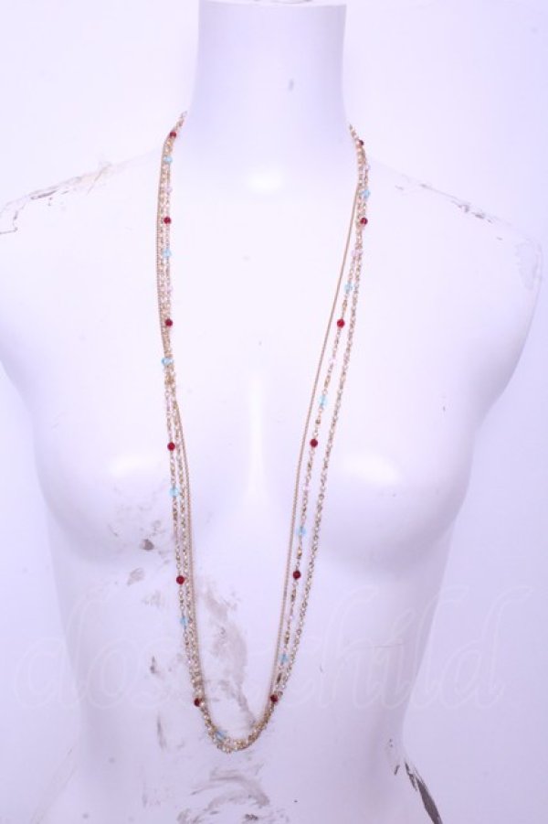 画像2: WONDERFUL WORLD / ビーズチェーンネックレス  ゴールド×アカ×サックス O-26-01-20-1106-LO-AC-IG-OS (2)