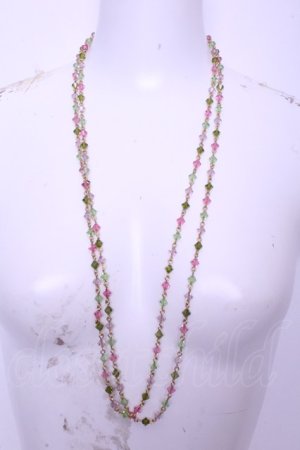 画像: WONDERFUL WORLD / クリスタルビーズネックレス  ゴールド×ピンク×グリーン O-26-01-20-1108-LO-SH-IG-OS