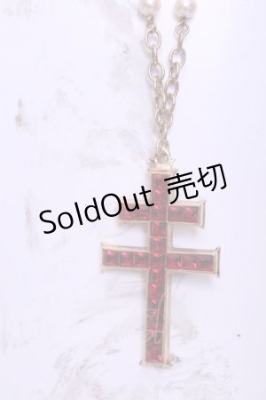 画像: KANEKO ISAO / クロスストーンネックレス  ゴールド×アカ O-26-01-20-1115-EL-AC-IG-OS