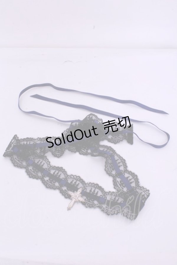 画像1: Moi-meme-Moitie / 燭台レース飾り  ブラック×ブルー O-26-01-20-1016-MO-ZA-OW-OS (1)