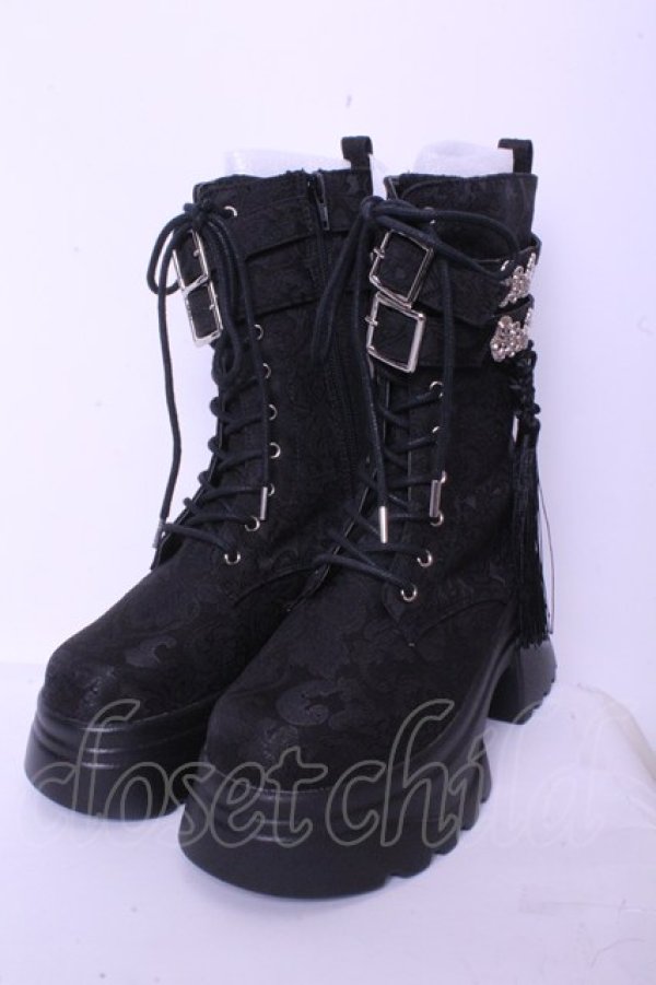 画像1: axes femme POETIQUE / チャイナ釦タンクソールブーツ M クロ O-26-01-20-1017-AX-SH-OW-OS (1)