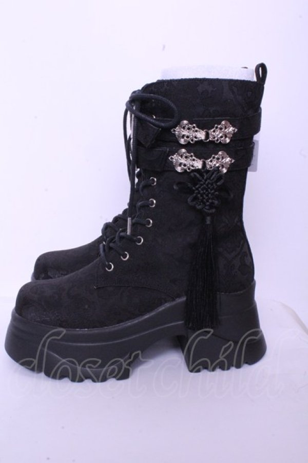 画像2: axes femme POETIQUE / チャイナ釦タンクソールブーツ M クロ O-26-01-20-1017-AX-SH-OW-OS (2)