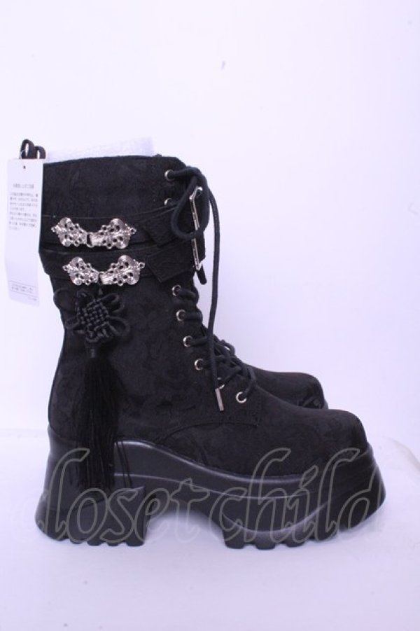 画像4: axes femme POETIQUE / チャイナ釦タンクソールブーツ M クロ O-26-01-20-1017-AX-SH-OW-OS (4)