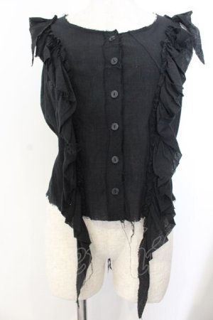 画像: BPN / ウイングフリルガーゼブラウス M ブラック O-26-01-20-009-GO-BL-OW-OS