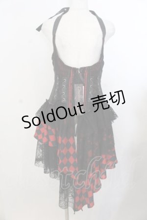 画像: Qutie Frash / ラップ付きホルターコルセットベスト  レッド×ブラック O-26-01-20-002-QU-OP-OW-OS