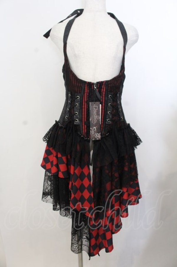 画像1: Qutie Frash / ラップ付きホルターコルセットベスト  レッド×ブラック O-26-01-20-002-QU-OP-OW-OS (1)