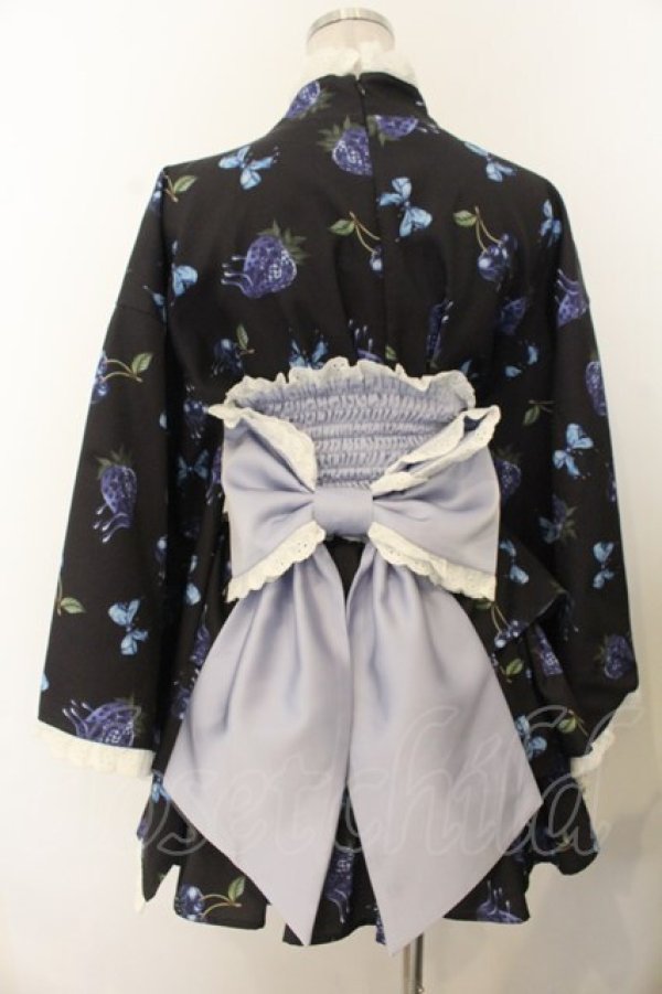 画像3: Jamieエーエヌケー / melt strawberry浴衣ワンピース  クロ×ブルー O-26-01-20-013-0-OP-IG-OS (3)