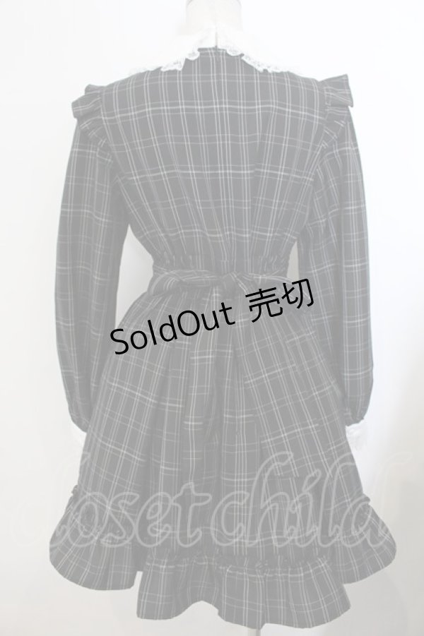 画像3: Secret Honey / サイド編み下げチェック長袖ワンピース  クロ×シロ O-26-01-20-015-CA-OP-IG-OS (3)