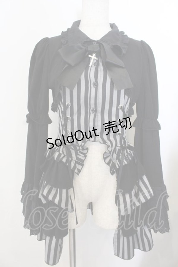 画像1: Jamieエーエヌケー / ストライプお姫様（トップス）  クロ×グレー O-26-01-20-016-0-BL-IG-OS (1)