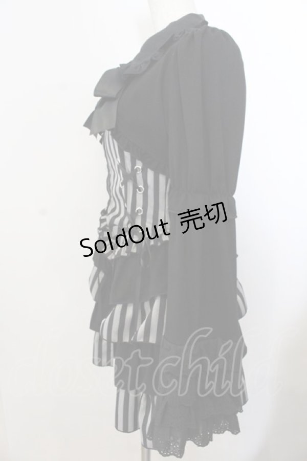 画像2: Jamieエーエヌケー / ストライプお姫様（トップス）  クロ×グレー O-26-01-20-016-0-BL-IG-OS (2)