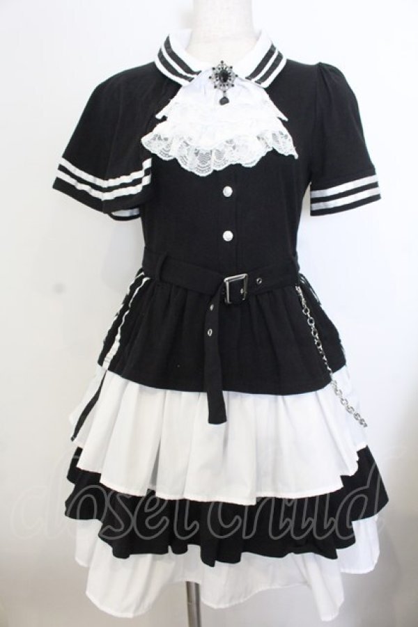 画像1: Jamieエーエヌケー / ゴシックミリタリーワンピース  クロ×シロ O-26-01-20-019-0-OP-IG-OS (1)