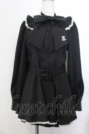 画像: TRAVAS TOKYO / ロゴリボンフリルセットアップ  ブラック O-26-01-20-024-PU-OP-IG-OS