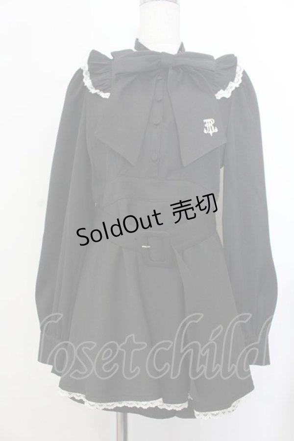 画像1: TRAVAS TOKYO / ロゴリボンフリルセットアップ  ブラック O-26-01-20-024-PU-OP-IG-OS (1)