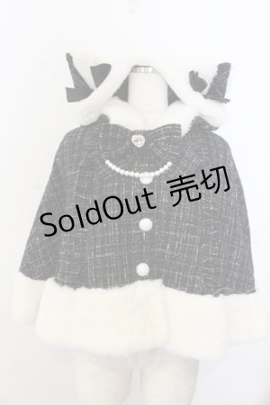 画像: Ank Rouge / ネコちゃんキラキラツイードポンチョ  クロ×シロ O-26-01-20-027-CA-CO-IG-OS