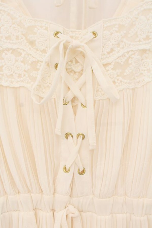 画像2: LIZ LISA / シフォンプリーツ長袖ワンピース  オフシロ O-26-01-22-028-LO-OP-IG-OS (2)