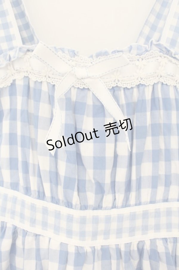 画像2: LIZ LISA / ギンガムエプロン風ワンピース  サックス O-26-01-22-030-LO-OP-IG-OS (2)