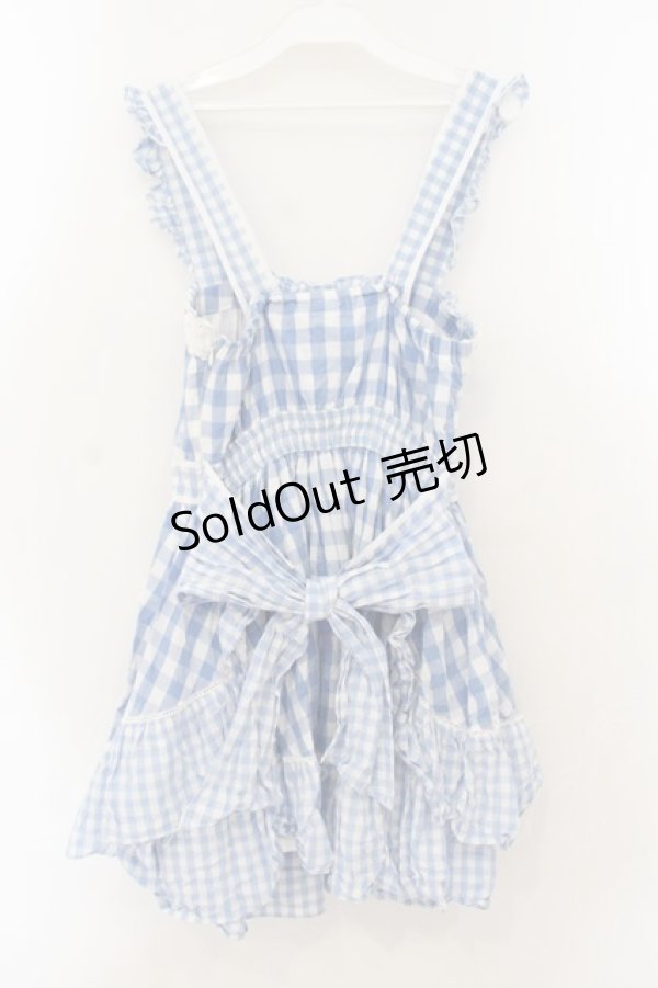 画像4: LIZ LISA / ギンガムエプロン風ワンピース  サックス O-26-01-22-030-LO-OP-IG-OS (4)
