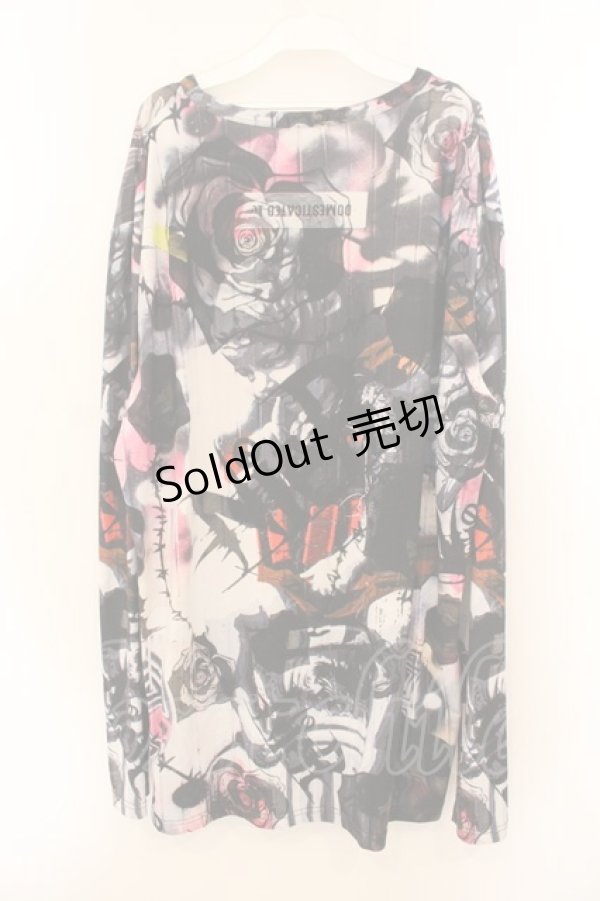 画像2: NieR Clothing / 転写総柄カットソー  ブラック×マルチ O-26-01-22-034-PU-TO-IG-OS (2)