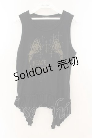 画像: PEACE NOW / ウィングクロスタンク  ブラック×ゴールド O-26-01-22-035-PU-TO-IG-OS