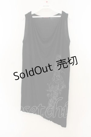 画像: ALGONQUINS / スカルプリントルーズタンク  ブラック O-26-01-22-036-AL-TO-IG-OS