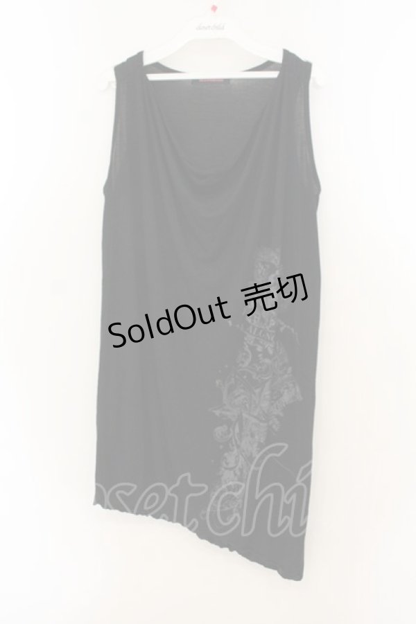 画像1: ALGONQUINS / スカルプリントルーズタンク  ブラック O-26-01-22-036-AL-TO-IG-OS (1)