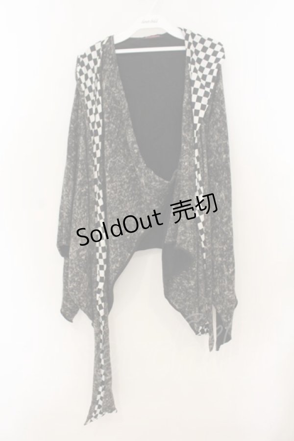 画像1: ALGONQUINS / フードストールケープ  ブラック×ホワイト O-26-01-22-037-AL-TO-IG-OS (1)