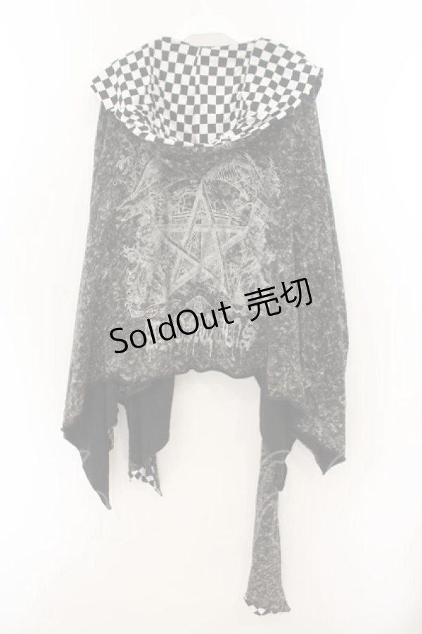 画像3: ALGONQUINS / フードストールケープ  ブラック×ホワイト O-26-01-22-037-AL-TO-IG-OS (3)