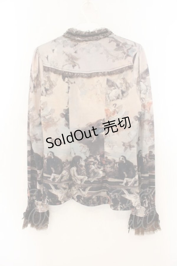 画像4: OZZ ANGELO / 絵画柄スタンドネックブラウス  ベージュ O-26-01-22-039-OO-BL-IG-OS (4)