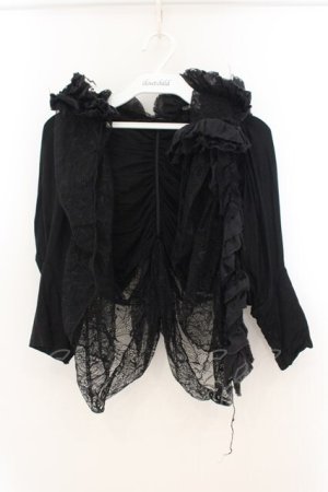 画像: h.NAOTO / レースガーゼボレロ  ブラック O-26-01-22-040-HN-TO-IG-OS