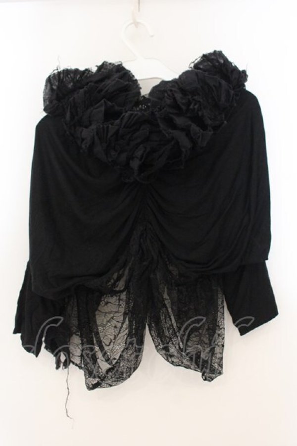 画像4: h.NAOTO / レースガーゼボレロ  ブラック O-26-01-22-040-HN-TO-IG-OS (4)