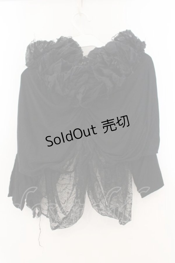 画像4: h.NAOTO / レースガーゼボレロ  ブラック O-26-01-22-040-HN-TO-IG-OS (4)