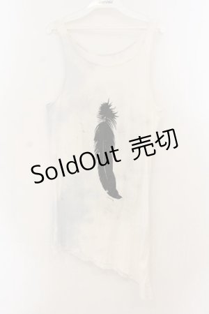 画像: h.NAOTO / 羽プリントタンクトップ  ホワイト×ブラック O-26-01-22-041-HN-TO-IG-OS