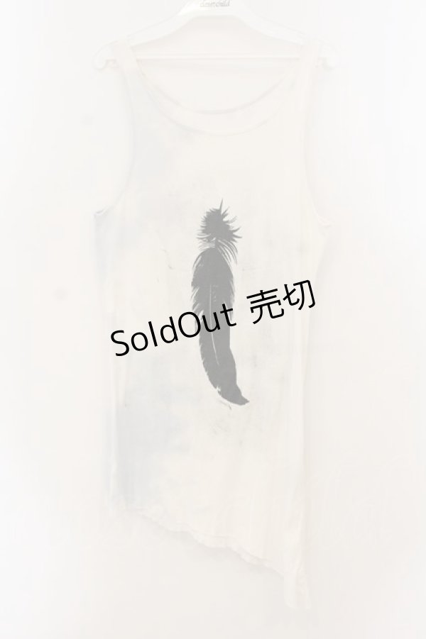 画像1: h.NAOTO / 羽プリントタンクトップ  ホワイト×ブラック O-26-01-22-041-HN-TO-IG-OS (1)