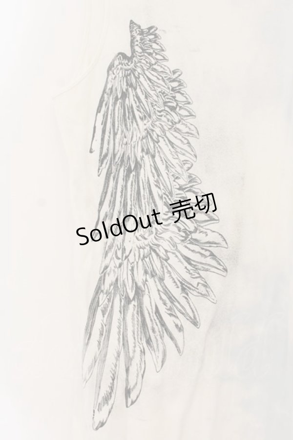 画像4: h.NAOTO / 羽プリントタンクトップ  ホワイト×ブラック O-26-01-22-041-HN-TO-IG-OS (4)