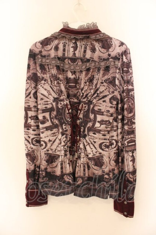 画像3: OZZ ANGELO / スタンドネック総柄起毛ブラウス  ワイン O-26-01-22-046-OO-BL-IG-OS (3)