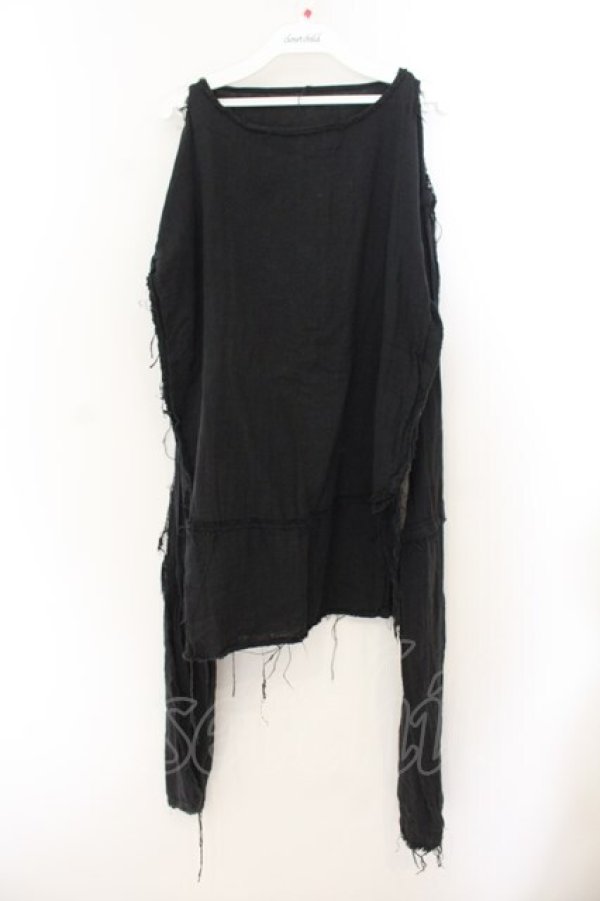 画像1: KASEI / ガーゼシャツ  ブラック O-26-01-22-047-PU-TO-IG-OS (1)