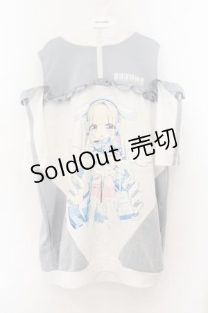 画像: NOEMIE / シナモロール 耳付きジャージプルパーカー  ホワイト×ブルーグレー O-26-01-22-048-LO-TO-IG-OS