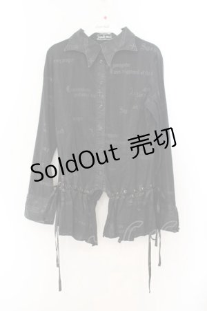 画像: h.naoto Blood / 英字プリント裾デザインブラウス  ブラック（色褪せによりグレー） O-26-01-22-050-HN-BL-IG-OS
