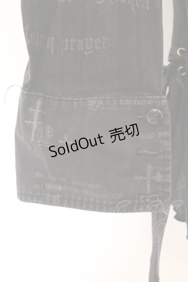 画像4: h.naoto Blood / 英字プリント裾デザインブラウス  ブラック（色褪せによりグレー） O-26-01-22-050-HN-BL-IG-OS (4)