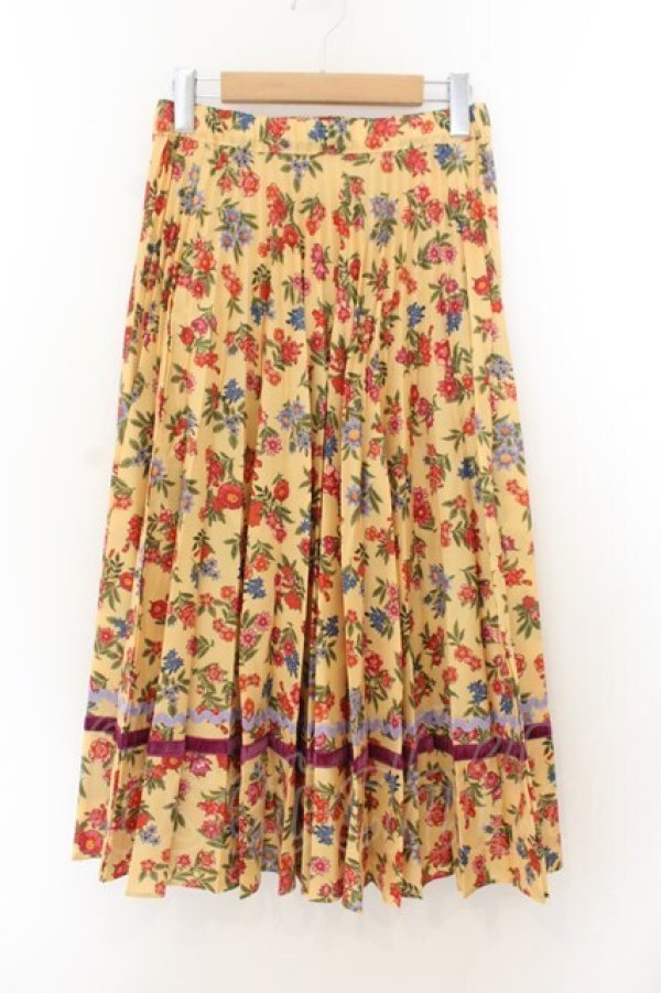 画像1: Jane Marple Dans Le Salon / Flowers of Jouy double accordion skirt M イエロー O-26-01-22-055-JM-SK-OW-OS (1)