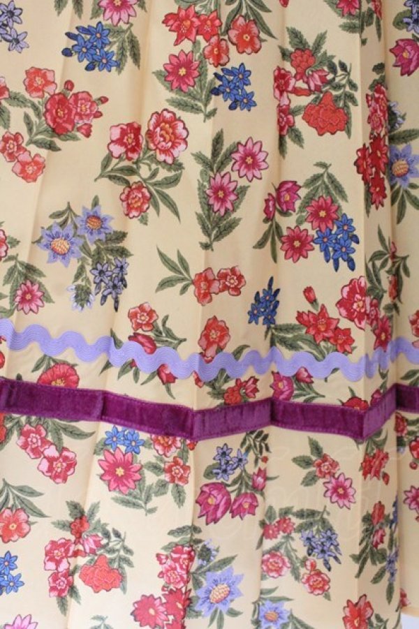 画像2: Jane Marple Dans Le Salon / Flowers of Jouy double accordion skirt M イエロー O-26-01-22-055-JM-SK-OW-OS (2)