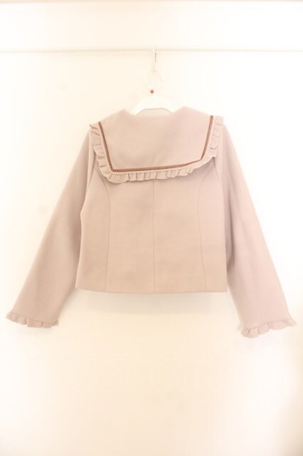 画像2: m petit by misako / セーラー襟ショートコート S ピンクベージュ O-26-01-22-061-LO-CO-OW-OS (2)