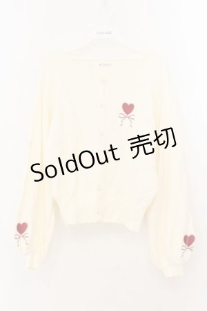 画像: axes femme / ハートリボン刺繍ニットカーディガン F キナリ O-26-01-22-062-AX-TO-OW-OS