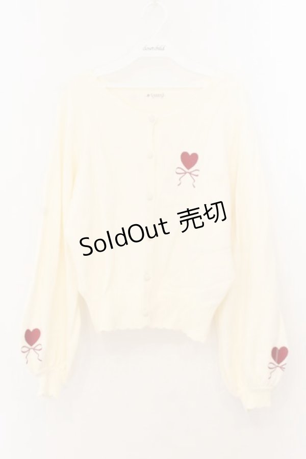 画像1: axes femme / ハートリボン刺繍ニットカーディガン F キナリ O-26-01-22-062-AX-TO-OW-OS (1)