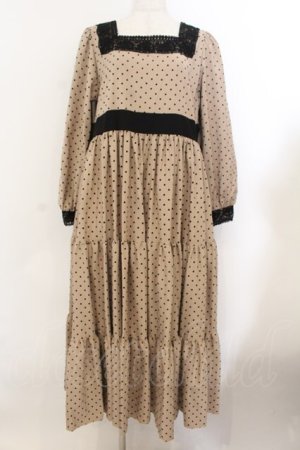 画像: marcHenTica / キャロラインワンピース サイズ(採寸をご確認ください) タピオカミルクティー（ベージュ×クロ） O-26-01-22-068-LO-OP-OW-OS