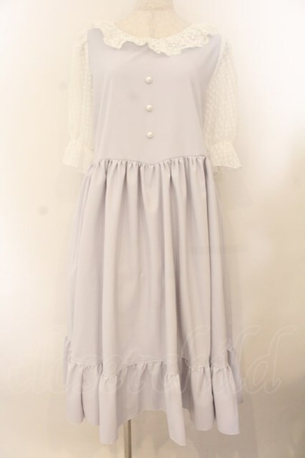 画像1: marcHenTica / レースカラーワンピース サイズ(採寸をご確認ください) グレー O-26-01-22-071-LO-OP-OW-OS (1)