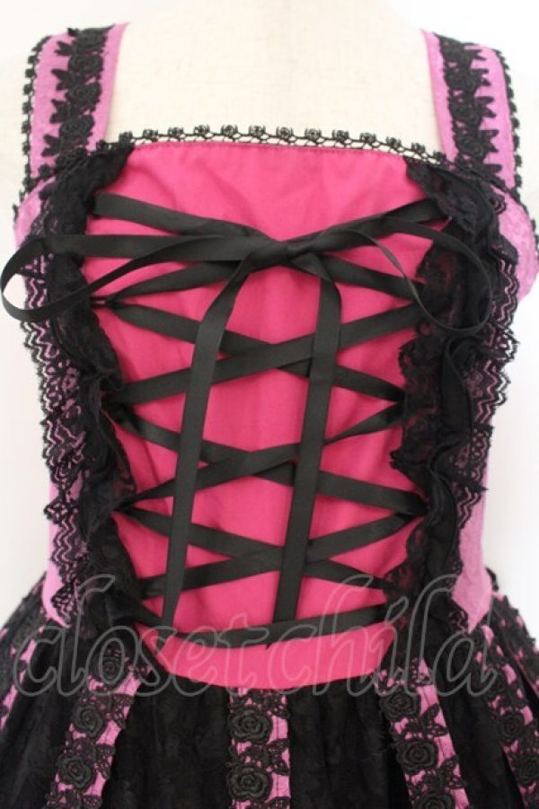 画像2: h.NAOTO / Rose Bird Cage Dress ジャンパースカート  ピンク×ブラック O-26-01-22-072-HN-OP-IG-OS (2)