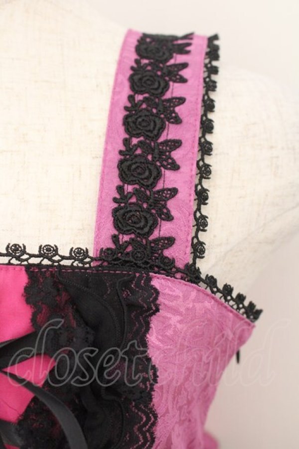 画像3: h.NAOTO / Rose Bird Cage Dress ジャンパースカート  ピンク×ブラック O-26-01-22-072-HN-OP-IG-OS (3)