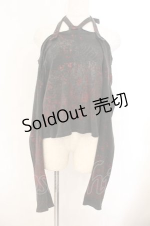 画像: h.ANARCHY / スプラッシュプリントホルターカットソー  ブラック（色褪せによりグレー） O-26-01-22-075-HN-TO-IG-OS